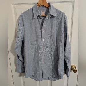 Brooks Brothers Mens Shirt Blue Logo Long Sleeve Button Supima Cotton Medium